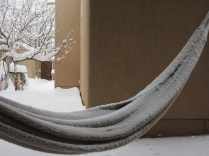 Yup, snow on a hammock. A hammock from the tropics no less.